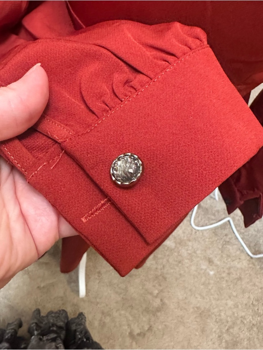 VTG 50s Burgundy Doll Collar Button Fit And Flare Pin Up Midi Dress S/M Retro - Picture 6 of 11